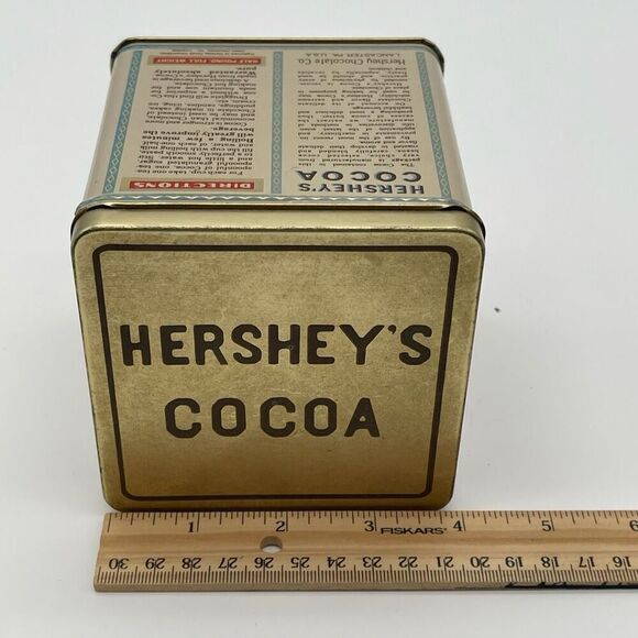 Hershey's Tin Gold Cocoa Square Metal Empty Container Bristolware - Picture 10 of 13